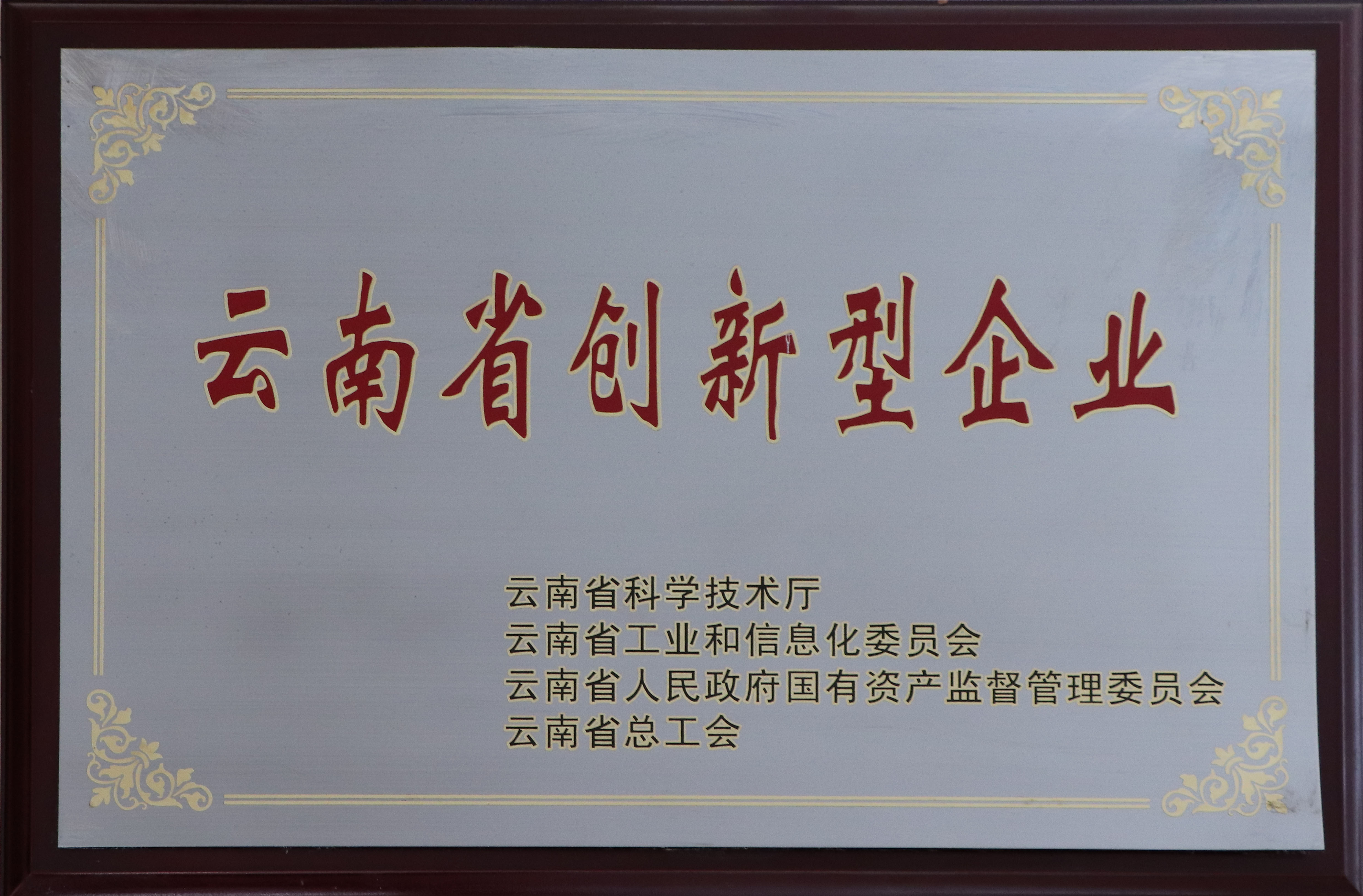 云南省創(chuàng)新型企業(yè)證書